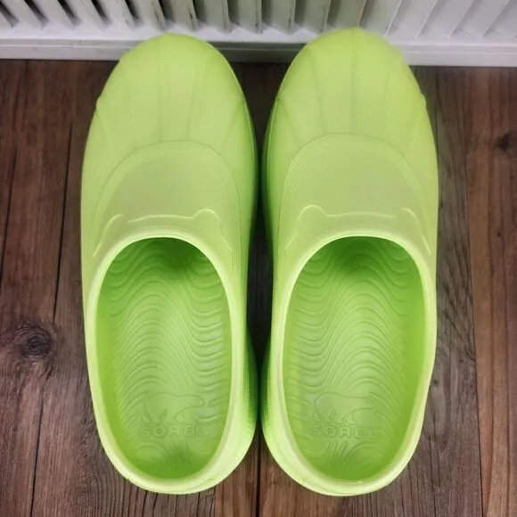 Womens 8 Sorel Caribou Clog Tippet Green Chunky Comfort Slip On Shoes NL5009-309