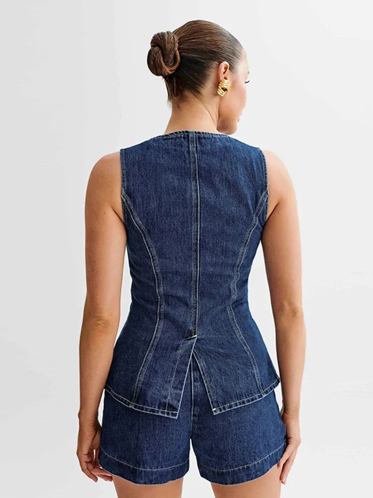 Women's Denim 2-Piece Set