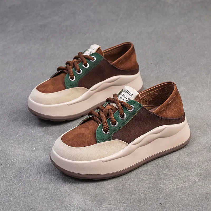 Women's Fashion Trendy Color Block Thick Soled Sneakers