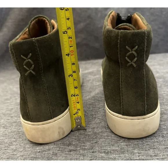 Women's Frye Lena Dark Olive Green Suede Zip Front High Top Shoes Size 7.5 M