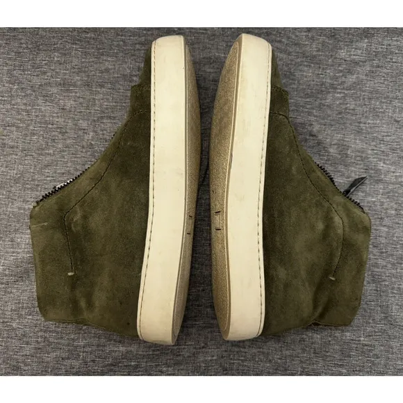 Women's Frye Lena Dark Olive Green Suede Zip Front High Top Shoes Size 7.5 M