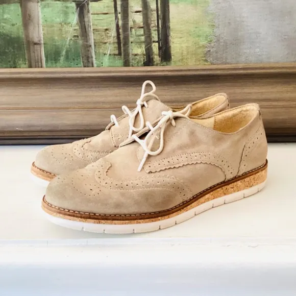 Women’s GABOR COMFORT OPTIFIT tan suede lace-up WINGTIP OXFORD/SNEAKER US 7.5