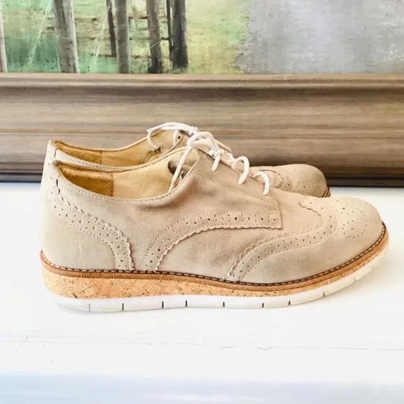 Women’s GABOR COMFORT OPTIFIT tan suede lace-up WINGTIP OXFORD/SNEAKER US 7.5