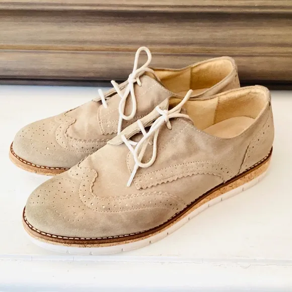 Women’s GABOR COMFORT OPTIFIT tan suede lace-up WINGTIP OXFORD/SNEAKER US 7.5