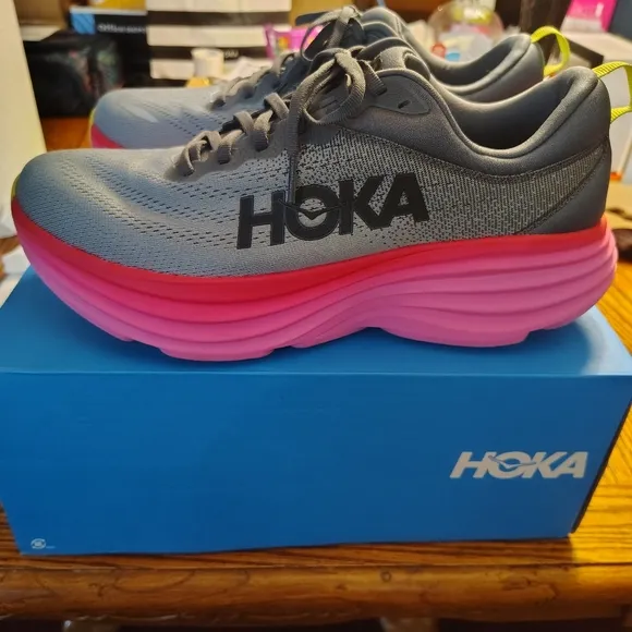 Women's HOKA Gray and Pink Running Shoes Size 11