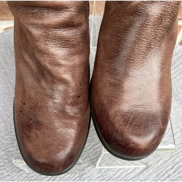 Women's Nurture Brown Leather Heel Boots Size 7.5m Jaydn Zipper