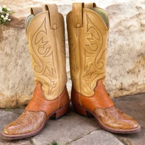 Women’s Olathe Cowboys Boots Two-Toned With Tooled Leather Vintage Size 6.5