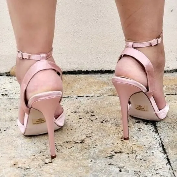 Women's Satin Ankle Strap High‎ Heels Mauve Color