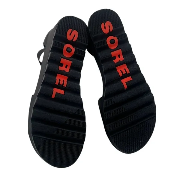 Women's Sorel Black Flatform Cameron Platform Sandals