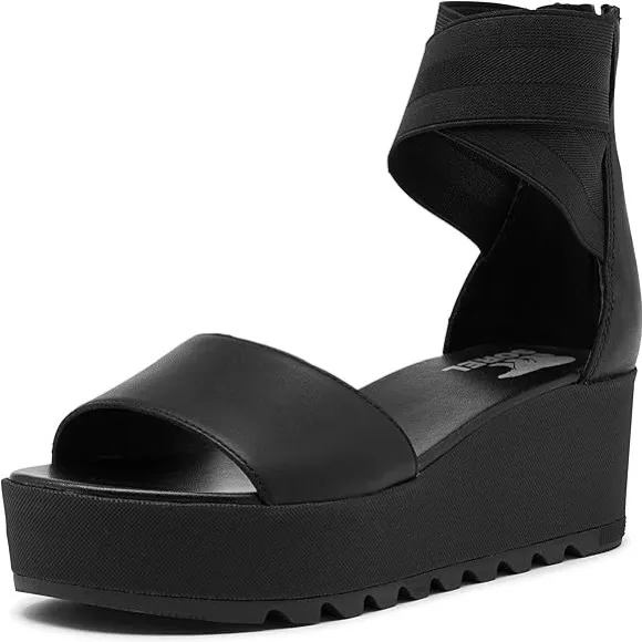 Women's Sorel Black Flatform Cameron Platform Sandals