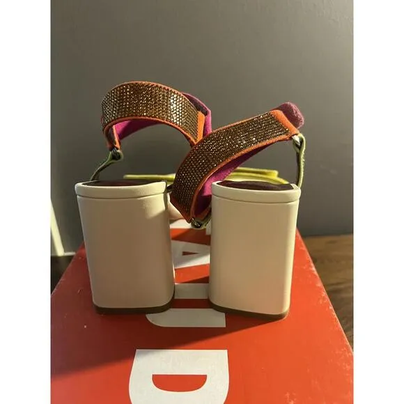 WOMEN'S STAUD Betty Rhinestone-Embellished Leather Heel Sandals 37.5 US 7.5 $450