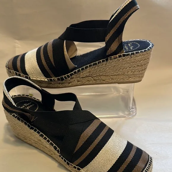 Women's Striped Espadrille Wedge Sandals