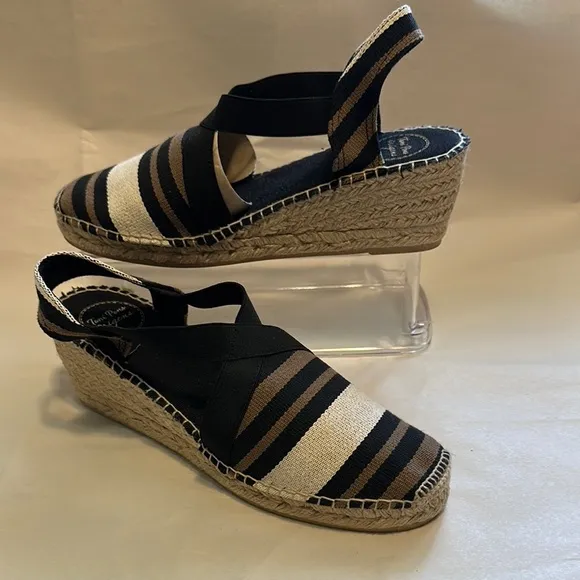 Women's Striped Espadrille Wedge Sandals