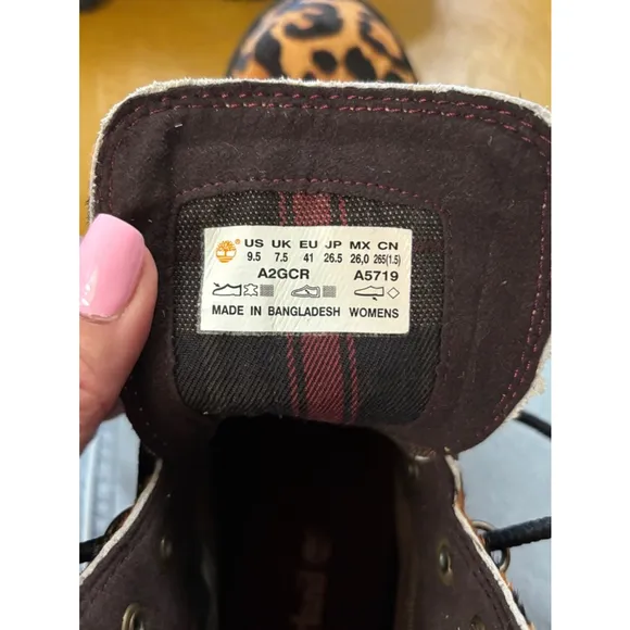 Women's Timberland Boots Leopard Print Size 9.5