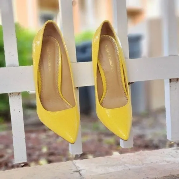 Women's Yellow Pointed Toe Stiletto Pumps High Heels