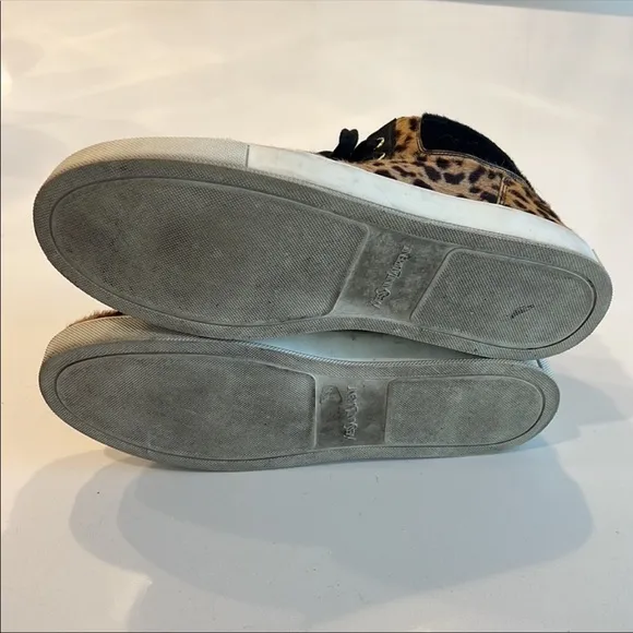YSL SAINT LAURENT Black Leopard Calf Hair Malibu High Top Sneakers Shoes