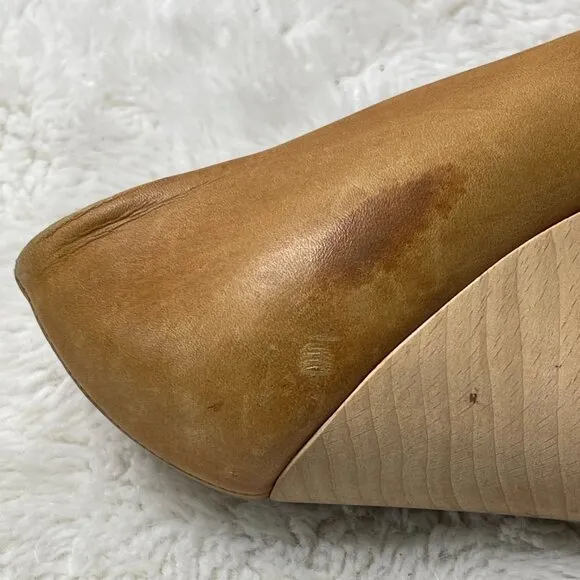 YSL Saint Laurent Women's Brown Tan Maryna Wedge Heel Pumps Shoes Size 37