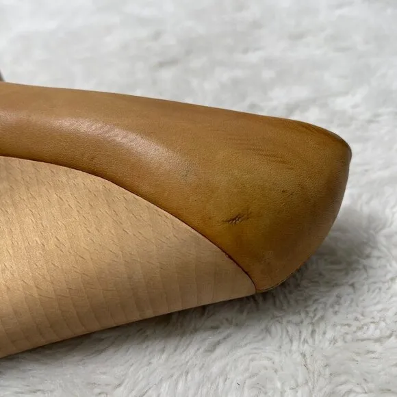 YSL Saint Laurent Women's Brown Tan Maryna Wedge Heel Pumps Shoes Size 37