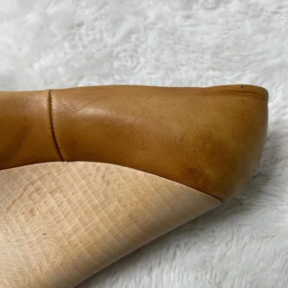 YSL Saint Laurent Women's Brown Tan Maryna Wedge Heel Pumps Shoes Size 37