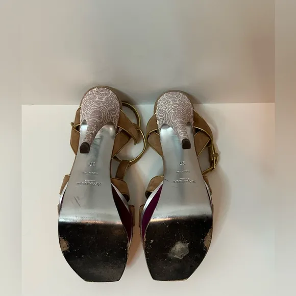 YSL Suede Tribute Platform Sandals Size 37