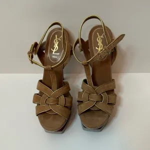 YSL Suede Tribute Platform Sandals Size 37