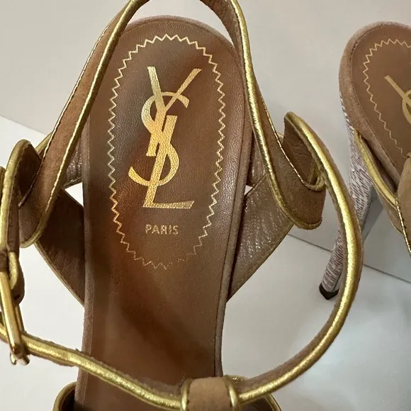 YSL Suede Tribute Platform Sandals Size 37