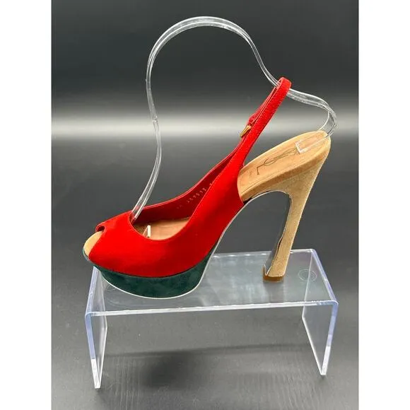 Yves saint Laurent suede peep toe platform