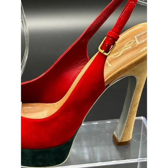 Yves saint Laurent suede peep toe platform