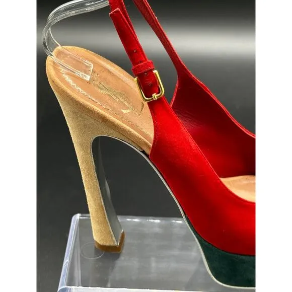 Yves saint Laurent suede peep toe platform