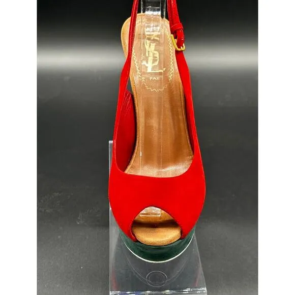 Yves saint Laurent suede peep toe platform