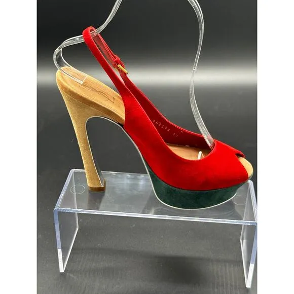 Yves saint Laurent suede peep toe platform