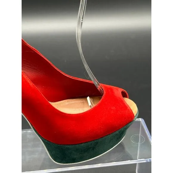 Yves saint Laurent suede peep toe platform