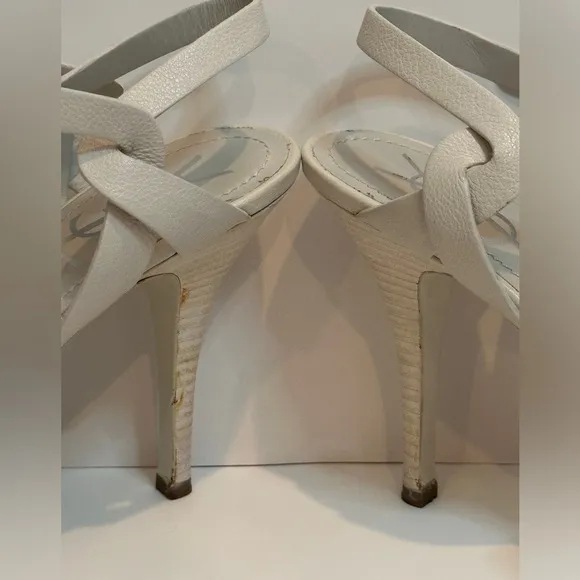 Yves Saint Laurent White Leather Tribute Platform Sandals Size 37