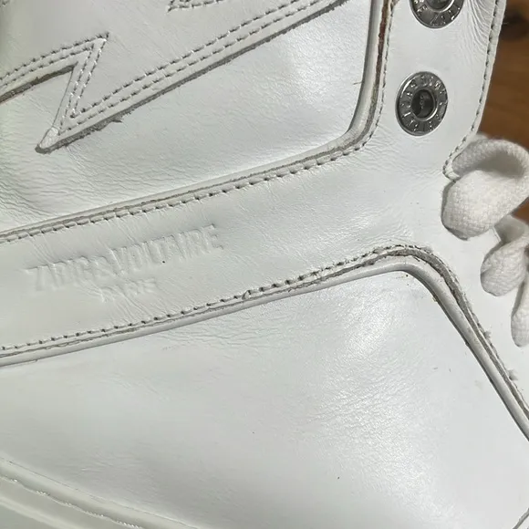 Zadig &amp; Voltaire High Flash White High-Top Sneakers Size 37 | US 6 Reg. $398