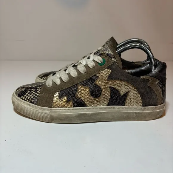 Zadig &amp; Voltaire Paris ZV1747 Board Shoes Women EU 38 US 7 Luxury Animal Print