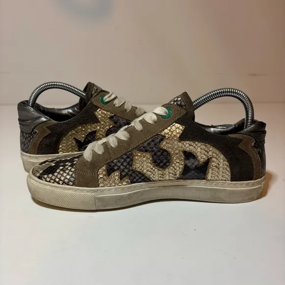Zadig &amp; Voltaire Paris ZV1747 Board Shoes Women EU 38 US 7 Luxury Animal Print