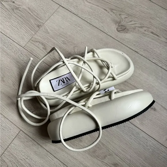 ZARA ATELIER SS 2023 OFF WHITE PLATFORM SANDALS LIMITED EDITION
