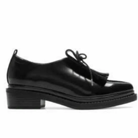 ZARA BLACK PLATFORM OXFORD WEDGE SHOES.  39