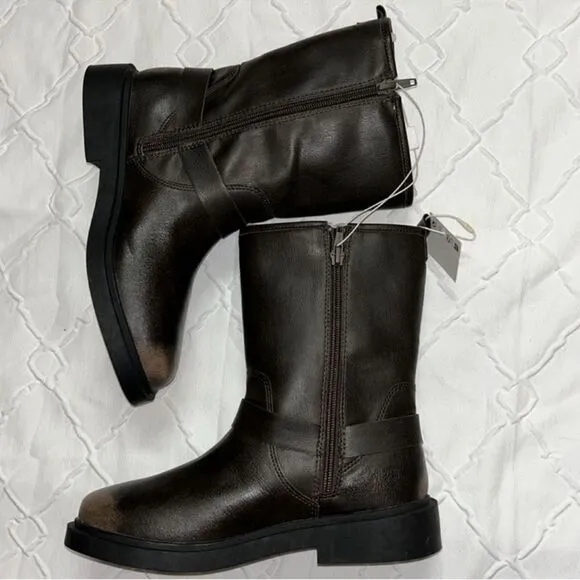 Zara kids Distressed Moto Boots(Size 31/13.5)