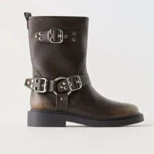 Zara kids Distressed Moto Boots(Size 31/13.5)