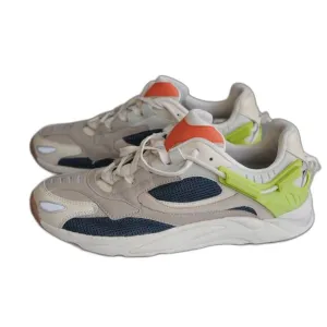 ZARA Men's Chunky Sneakers Beige Navy Orange Green Accents Size EU 43