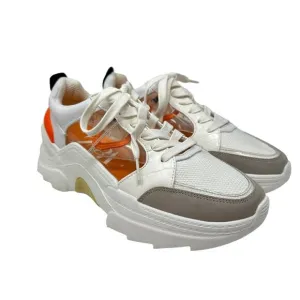 Zara Sneakers Womens 40 US 9 Chunky Vinyl See Thru Clear White Orange