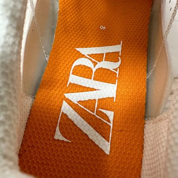 Zara Sneakers Womens 40 US 9 Chunky Vinyl See Thru Clear White Orange