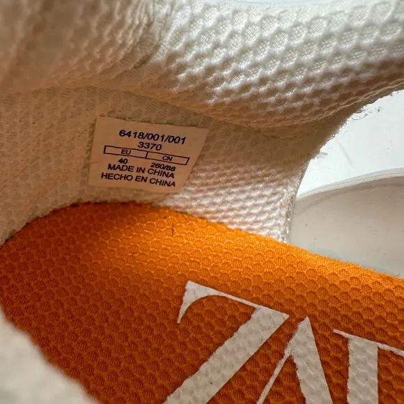 Zara Sneakers Womens 40 US 9 Chunky Vinyl See Thru Clear White Orange