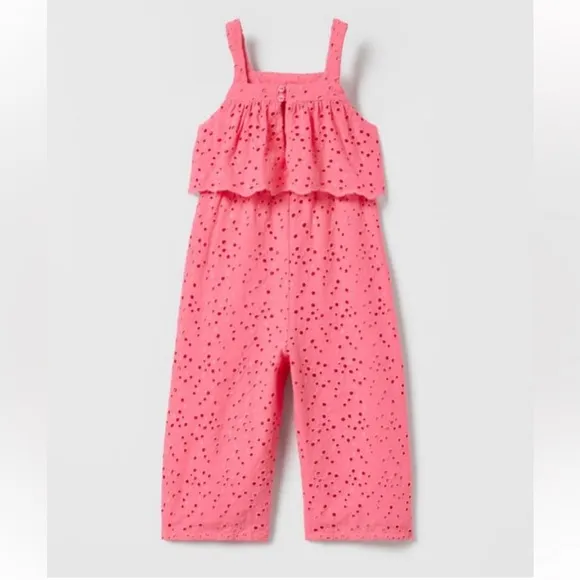 Zara toddler baby girls embroidered jumpsuit onesie