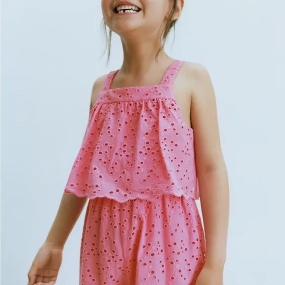 Zara toddler baby girls embroidered jumpsuit onesie