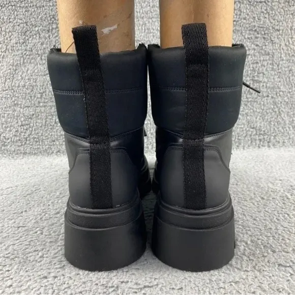 ZARA CHUNKY Ankle Womens 9 Boots Black Combat Shoes Lace‎ Up Platform Wedge
