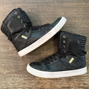Zumba Street Orlando Classic High Top Sneakers Black Shoes 6.5 Snakeskin print