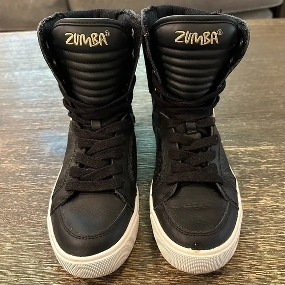 Zumba Street Orlando Classic High Top Sneakers Black Shoes 6.5 Snakeskin print