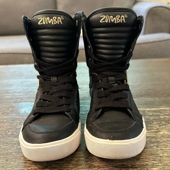 Zumba Street Orlando Classic High Top Sneakers Black Shoes 6.5 Snakeskin print